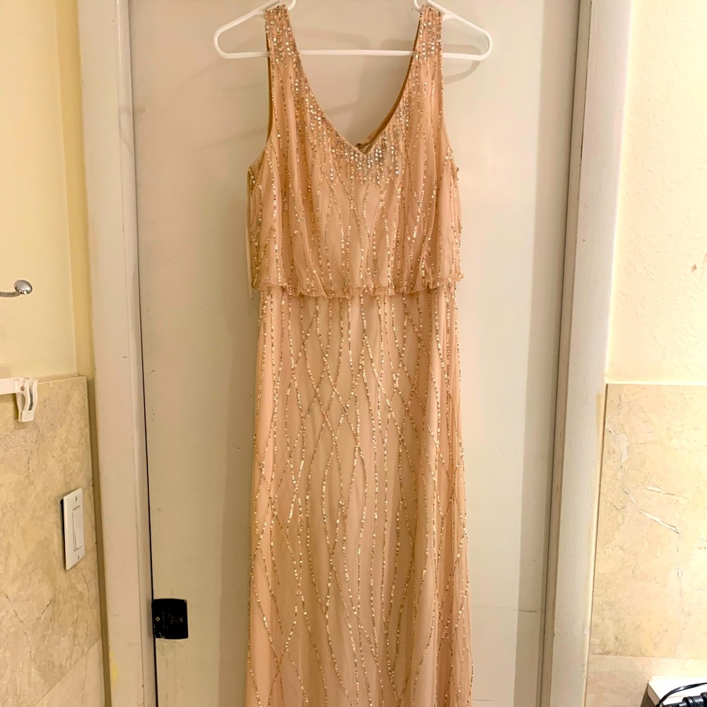 Adrianna Papell Blush Beaded Gown